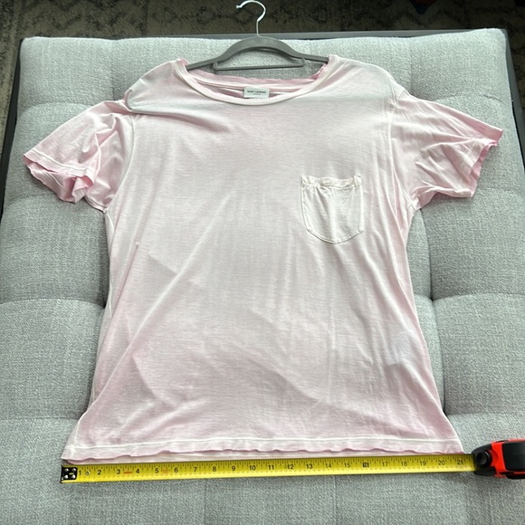Saint Laurent YSL Distressed Pocket Tee - Rose - Picture 8 of 11